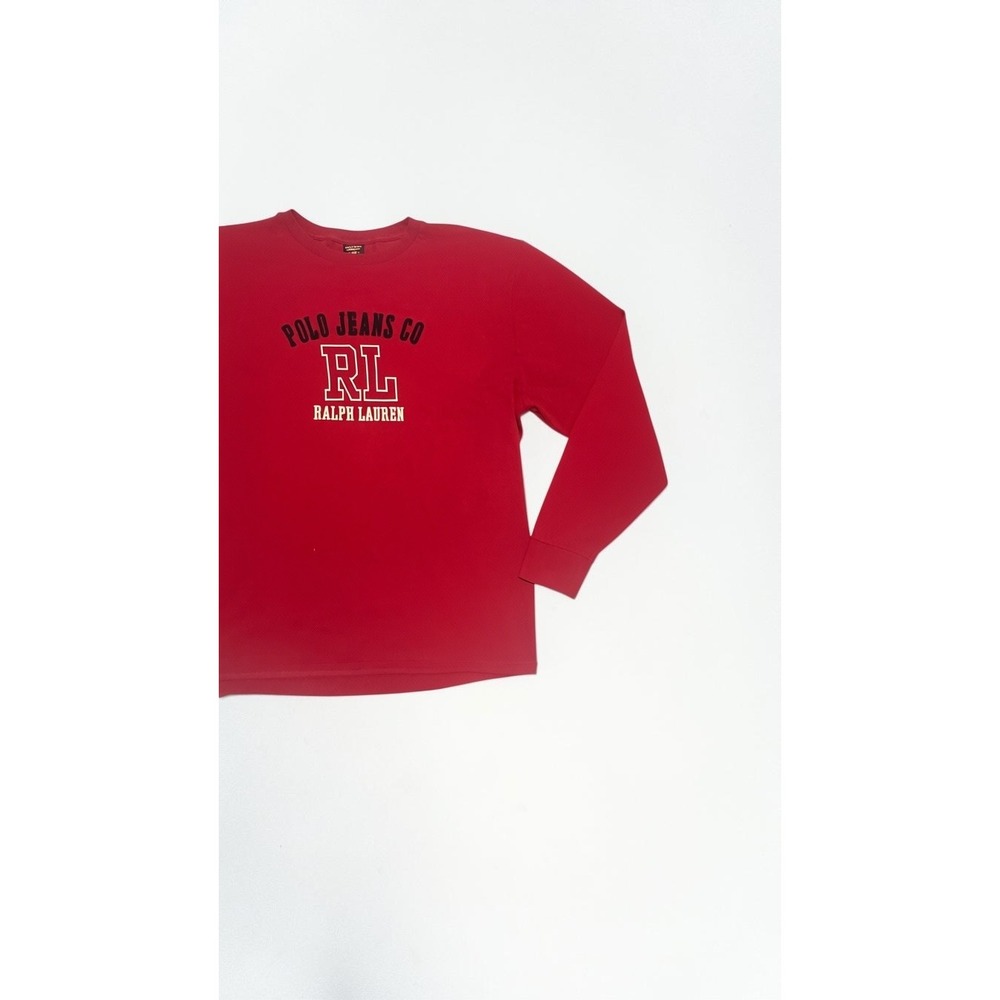 VTG Polo Jeans Co Ralph Lauren Red Long Sleeve Graphic T-Shirt Mens XL RL Logo - Picture 3 of 12